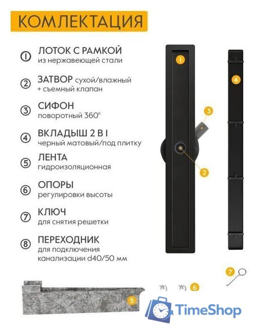 Трап/канал Axus Universal 600 Black - Изображение №8 — Интернет-магазин Time-Shop