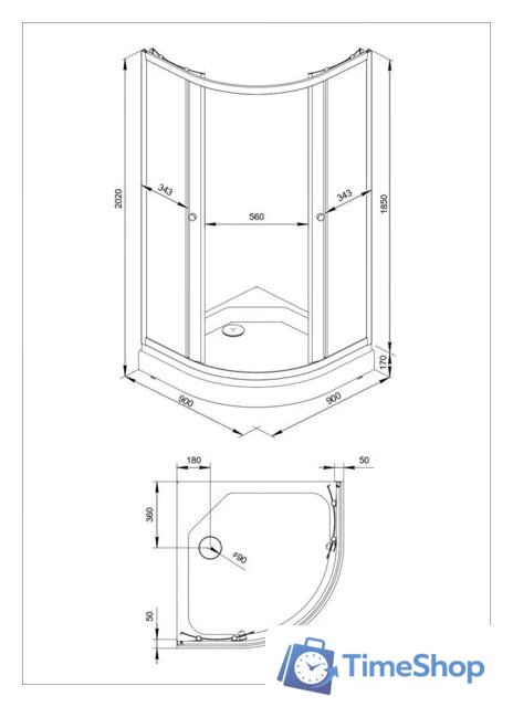 Душевой уголок Triton Альфа-Хром 90х90 (с поддоном) - Изображение №9 — Интернет-магазин Time-Shop