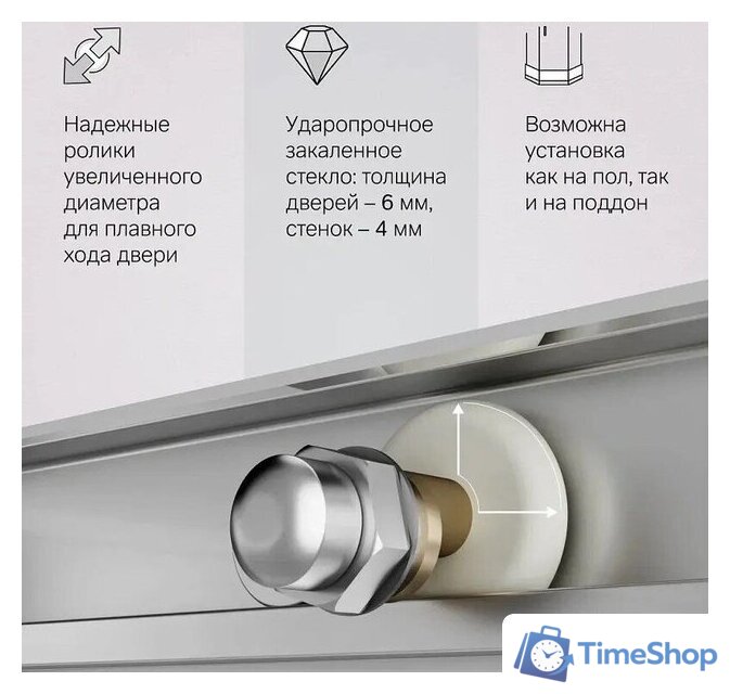 Душевой уголок AM.PM X-joy 90x90 W94G-403-9090-MT1K (серебристый/прозрачное стекло) - Изображение №5 — Интернет-магазин Time-Shop