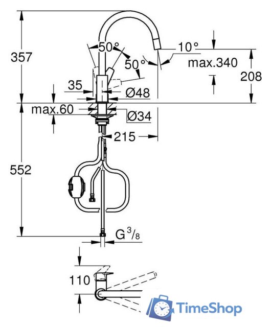 Смеситель Grohe Chrom 30536000 - Изображение №5 — Интернет-магазин Time-Shop