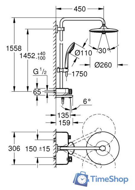 Душевая система  Grohe Euphoria SmartControl System 260 Mono 26510000 - Изображение №7 — Интернет-магазин Time-Shop