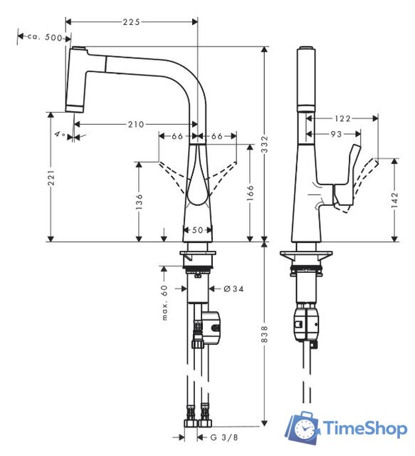 Смеситель Hansgrohe Metris 220 14834800 - Изображение №2 — Интернет-магазин Time-Shop