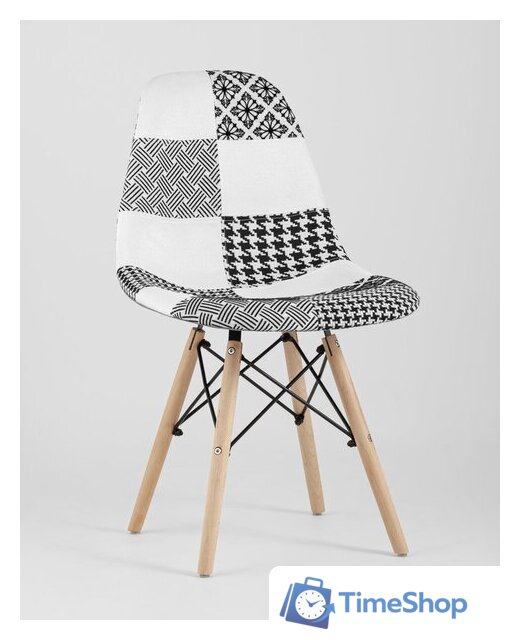 Стул Stool Group Eames DSW (пэчворк черный/белый) - Изображение №2 — Интернет-магазин Time-Shop