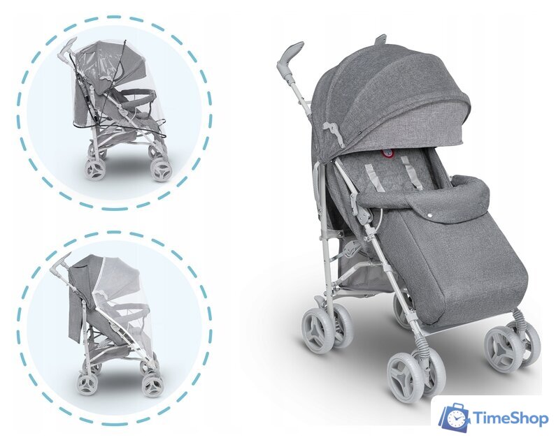 Коляска прогулочная «трость» Lionelo Irma (серый/темно-серый) - Изображение №2 — Интернет-магазин Time-Shop