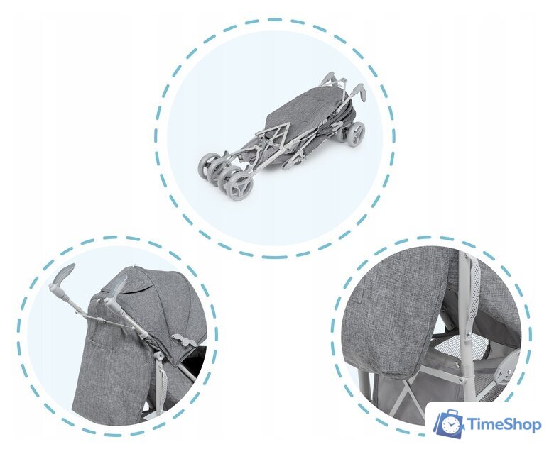 Коляска прогулочная «трость» Lionelo Irma (серый/темно-серый) - Изображение №4 — Интернет-магазин Time-Shop