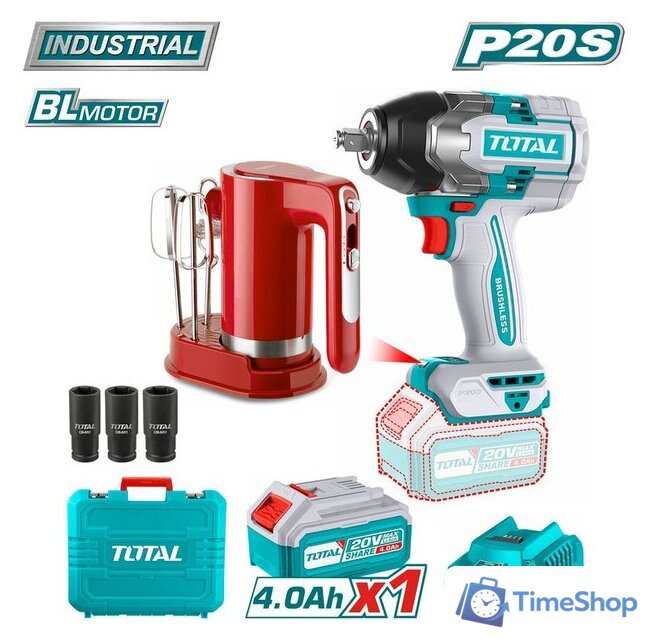 Total TOSLI240313 (гайковерт, миксер, 1 АКБ, кейс) - Изображение №1 — Интернет-магазин Time-Shop