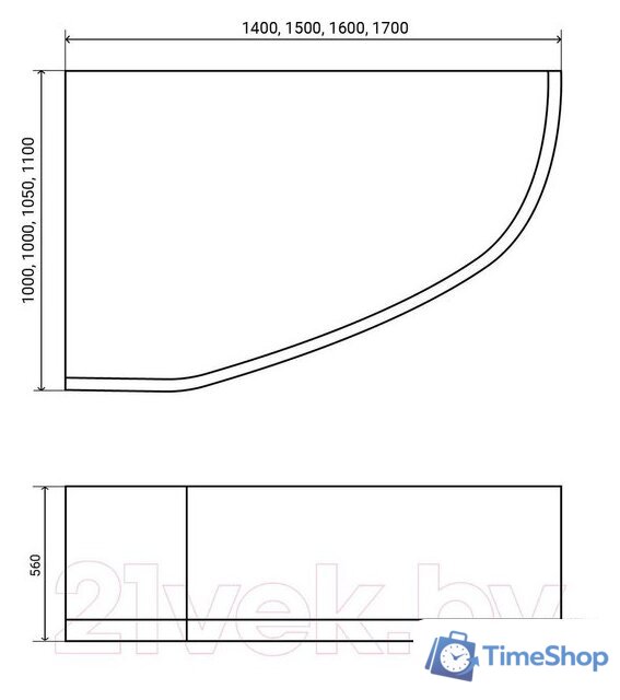Ванна Lauter Valencia 170x110 2102170L (с ножками) - Изображение №14 — Интернет-магазин Time-Shop