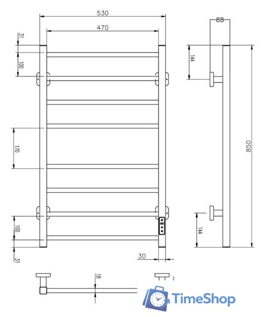 Полотенцесушитель Roxen Square BK-109SW-8T 11050-5385W (белый) - Изображение №6 — Интернет-магазин Time-Shop