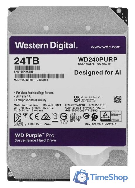 Жесткий диск WD Purple Pro 24TB WD240PURP - Изображение №3 — Интернет-магазин Time-Shop