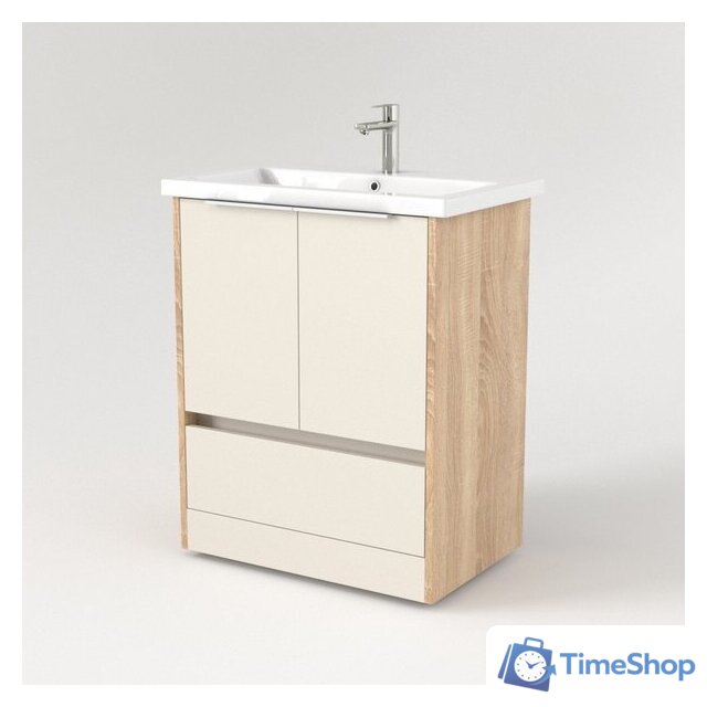  Дабер Тумба под умывальник 017 Cersanit Como 70 Т17.7С.0.18Б (бежевый/дуб бардолино/ручка белая) - Изображение №3 — Интернет-магазин Time-Shop