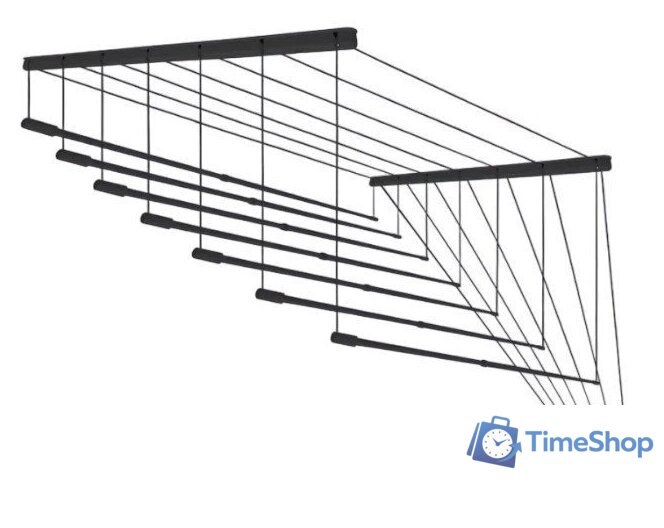 Сушилка для белья Comfort Alumin Потолочная 7 прутьев Black Style Telescop 120-200 см (алюминий) - Изображение №1 — Интернет-магазин Time-Shop