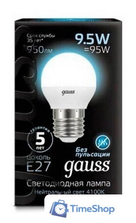 Светодиодная лампочка Gauss LED Globe E27 9.5 Вт 4100 К 105102210 - Изображение №2 — Интернет-магазин Time-Shop