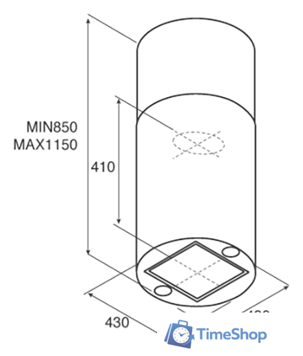 Кухонная вытяжка Jetair Pipe Island BL/A/43 PRF0099298A - Изображение №3 — Интернет-магазин Time-Shop