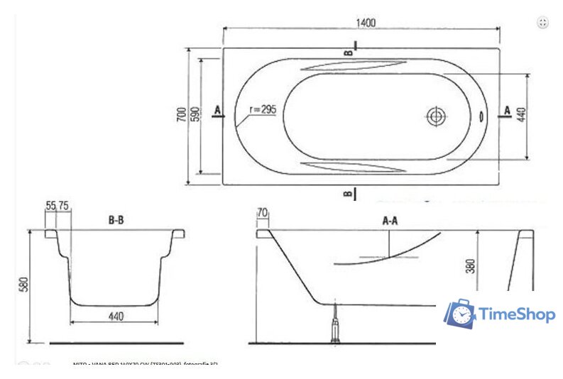 Ванна Cersanit Mito Red 150x70 (с каркасом) - Изображение №2 — Интернет-магазин Time-Shop
