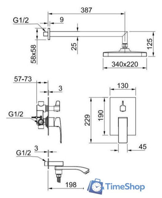 Душевая система  Raglo R01.27 - Изображение №2 — Интернет-магазин Time-Shop