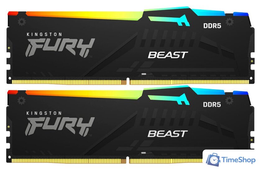 Оперативная память Kingston FURY Beast RGB 2x32ГБ DDR5 5200 МГц KF552C40BBAK2-64 - Изображение №1 — Интернет-магазин Time-Shop