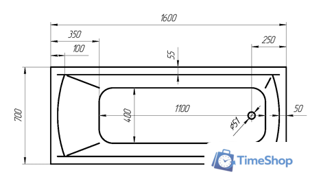 Ванна 1Марка Modern 160x70 - Изображение №5 — Интернет-магазин Time-Shop