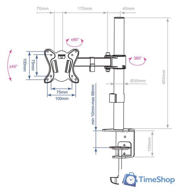 Кронштейн для монитора Arm Media LCD-T11 - Изображение №2 — Интернет-магазин Time-Shop