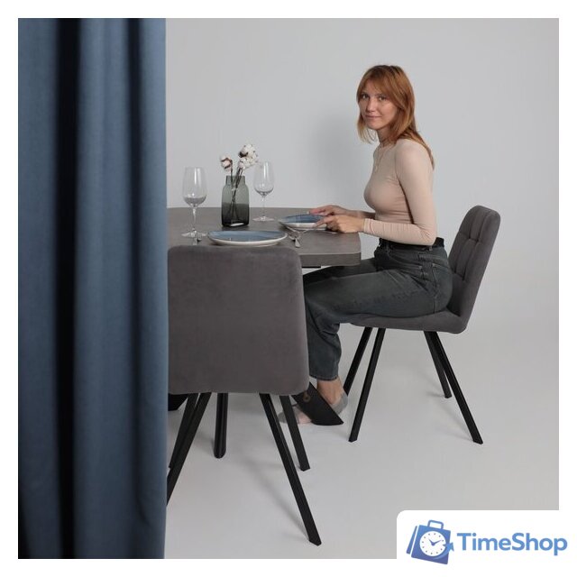 Кухонный стол Мамадома Leonel-130 раздвижной 130-165х85 (дымчатая керамика/черный) - Изображение №2 — Интернет-магазин Time-Shop