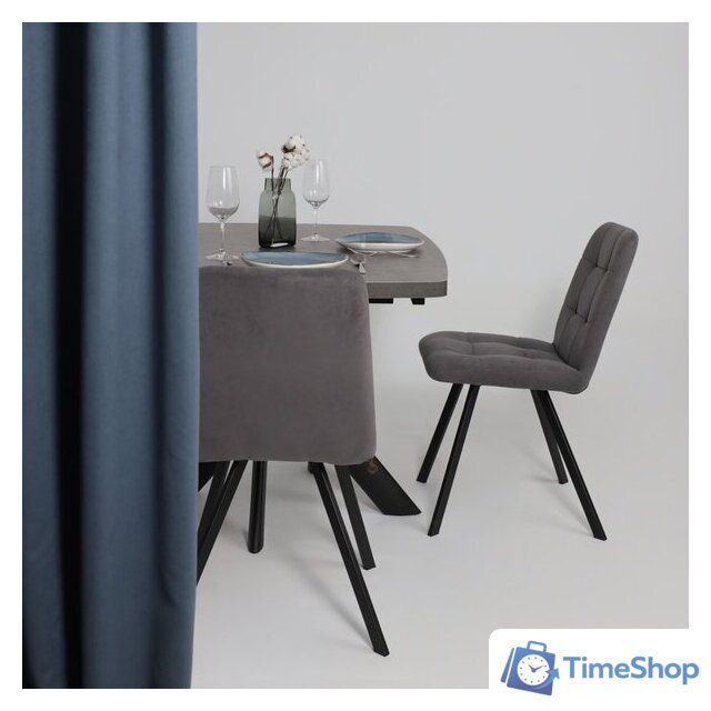 Кухонный стол Мамадома Leonel-130 раздвижной 130-165х85 (дымчатая керамика/черный) - Изображение №3 — Интернет-магазин Time-Shop