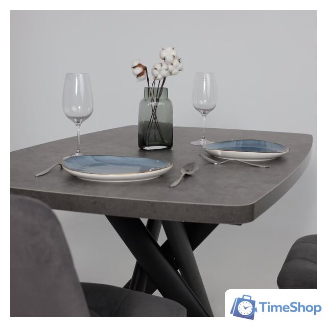 Кухонный стол Мамадома Leonel-130 раздвижной 130-165х85 (дымчатая керамика/черный) - Изображение №5 — Интернет-магазин Time-Shop