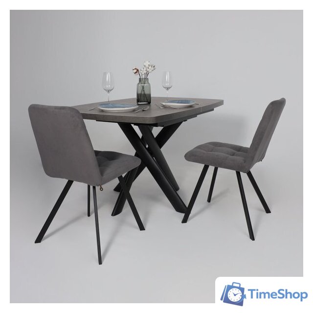 Кухонный стол Мамадома Leonel-130 раздвижной 130-165х85 (дымчатая керамика/черный) - Изображение №4 — Интернет-магазин Time-Shop