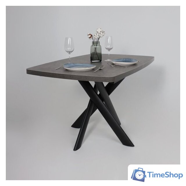 Кухонный стол Мамадома Leonel-130 раздвижной 130-165х85 (дымчатая керамика/черный) - Изображение №6 — Интернет-магазин Time-Shop