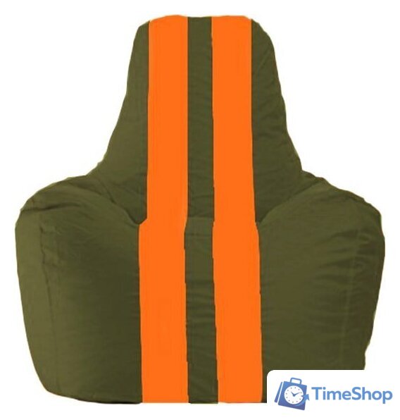 Кресло-мешок Flagman Спортинг С1.1-56 (тёмно-оливковый/оранжевый) - Изображение №1 — Интернет-магазин Time-Shop