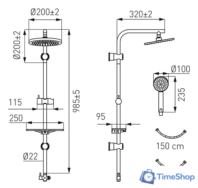Душевая система  Ferro Amiga VerdeLine NP25VL - Изображение №2 — Интернет-магазин Time-Shop
