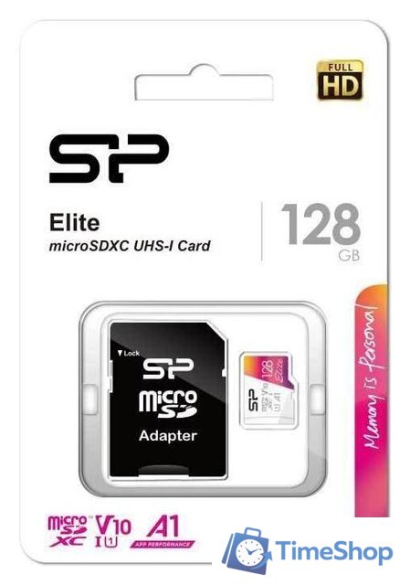 Карта памяти Silicon-Power Elite microSDXC SP128GBSTXBV1V20SP 128GB (с адаптером) - Изображение №2 — Интернет-магазин Time-Shop