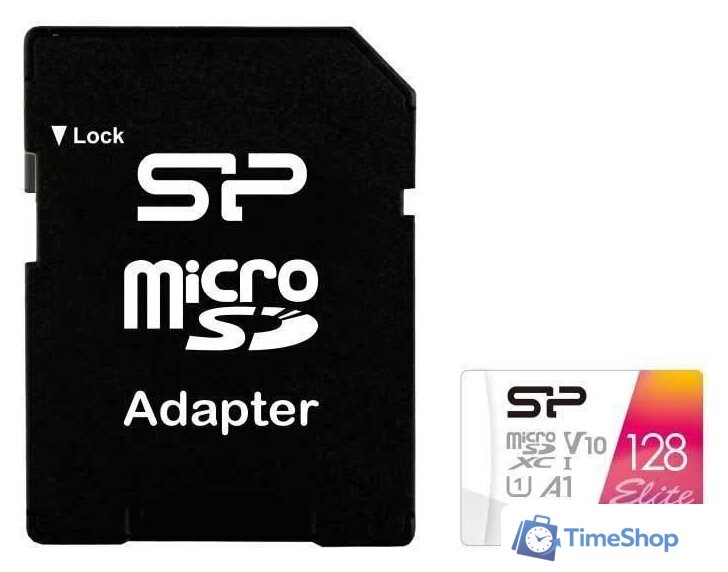 Карта памяти Silicon-Power Elite microSDXC SP128GBSTXBV1V20SP 128GB (с адаптером) - Изображение №1 — Интернет-магазин Time-Shop