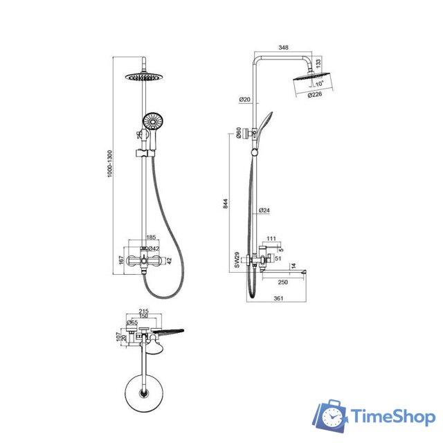 Душевая система  FRAP F2467-6 - Изображение №2 — Интернет-магазин Time-Shop