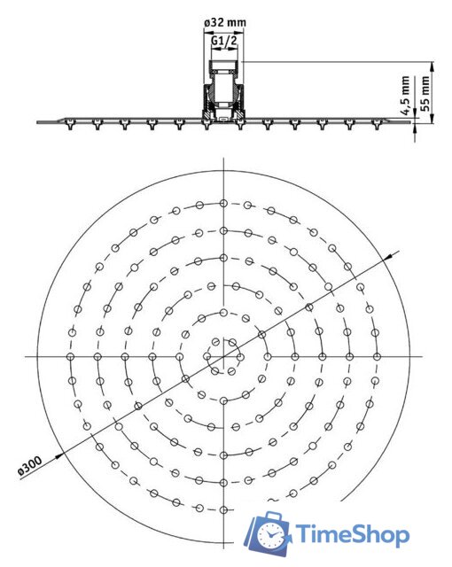Верхний душ Deante NAC 203K - Изображение №2 — Интернет-магазин Time-Shop