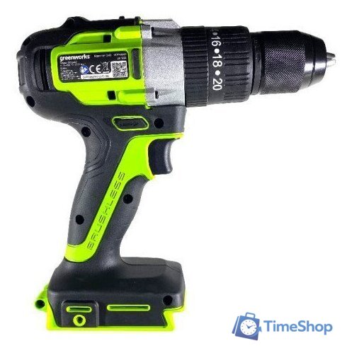 Ударная дрель-шуруповерт Greenworks GD24DD60 3704107CUA (с 2-мя АКБ, кейс) - Изображение №4 — Интернет-магазин Time-Shop