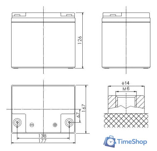Аккумулятор для ИБП Powerman CA12240/UPS (12В/24 А·ч) - Изображение №3 — Интернет-магазин Time-Shop