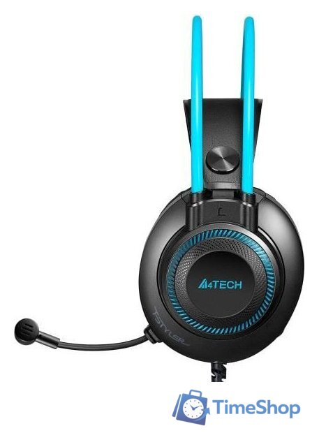 Наушники A4Tech Fstyler FH200U (черный/голубой) - Изображение №2 — Интернет-магазин Time-Shop