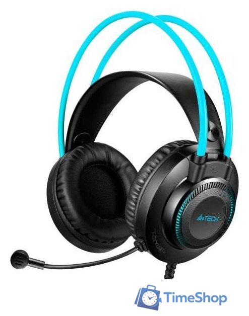Наушники A4Tech Fstyler FH200U (черный/голубой) - Изображение №1 — Интернет-магазин Time-Shop