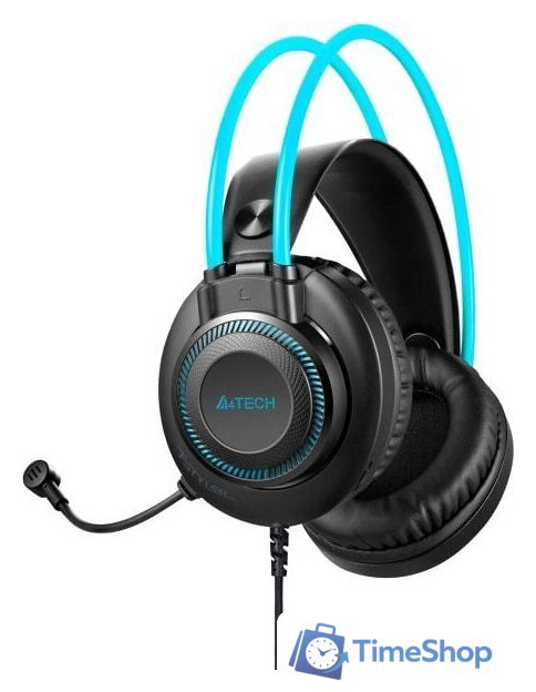 Наушники A4Tech Fstyler FH200U (черный/голубой) - Изображение №4 — Интернет-магазин Time-Shop