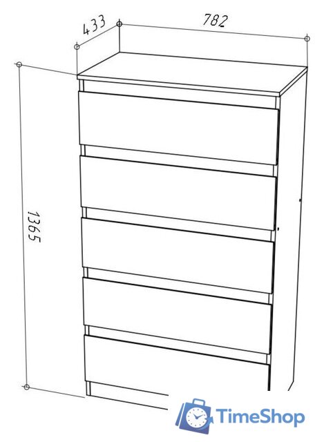 Комод НК-Мебель Stern Т-8 5-я 72676244 (16 мм, белый) - Изображение №5 — Интернет-магазин Time-Shop