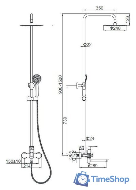 Душевая система  Ledeme L2480 - Изображение №2 — Интернет-магазин Time-Shop