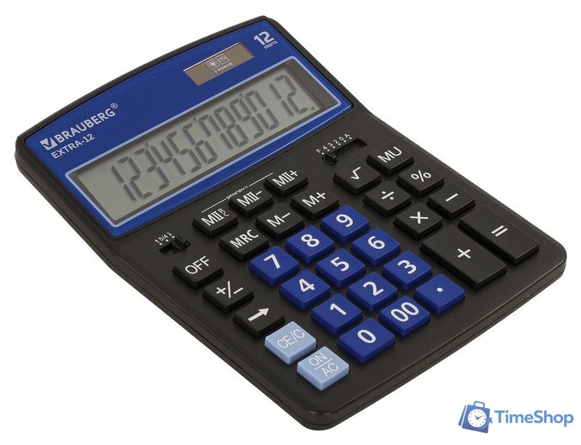 Бухгалтерский калькулятор BRAUBERG Extra 12-BKBU 250472 (черный/синий) - Изображение №4 — Интернет-магазин Time-Shop
