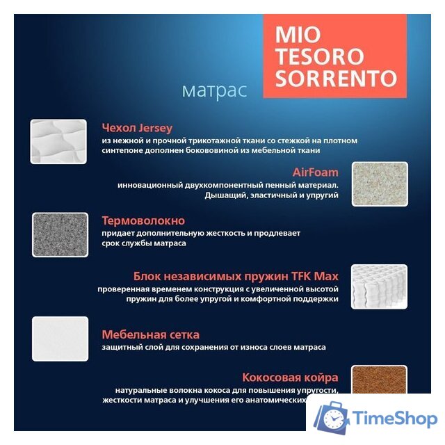 Матрас Mio Tesoro Sorrento 140x200 - Изображение №3 — Интернет-магазин Time-Shop