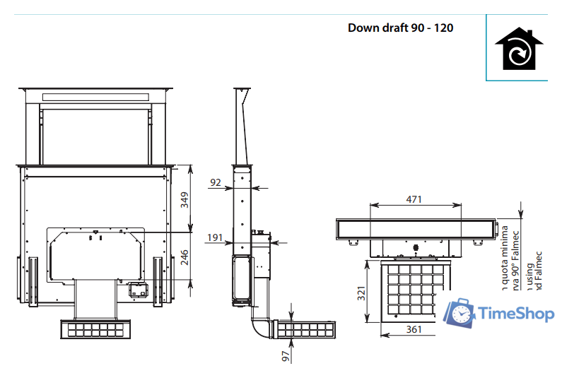 Кухонная вытяжка Falmec Down Draft Design+ 90 (черный) - Изображение №5 — Интернет-магазин Time-Shop