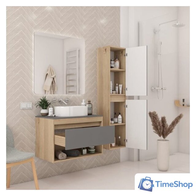  Teymi Тумба под умывальник Ritta 75 T60525 (дуб эврика/графит матовый) - Изображение №4 — Интернет-магазин Time-Shop