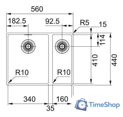 Кухонная мойка Franke Sirius SID 160-34-16 125.0331.037 (черный карбон) - Изображение №3 — Интернет-магазин Time-Shop