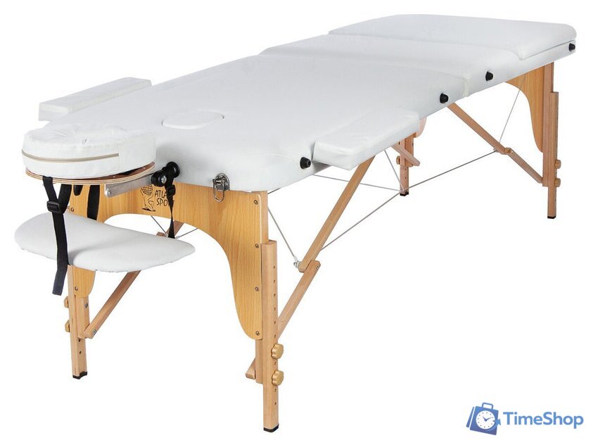 Массажный стол Atlas Sport 60 см складной 3-с деревянный (белый) - Изображение №1 — Интернет-магазин Time-Shop