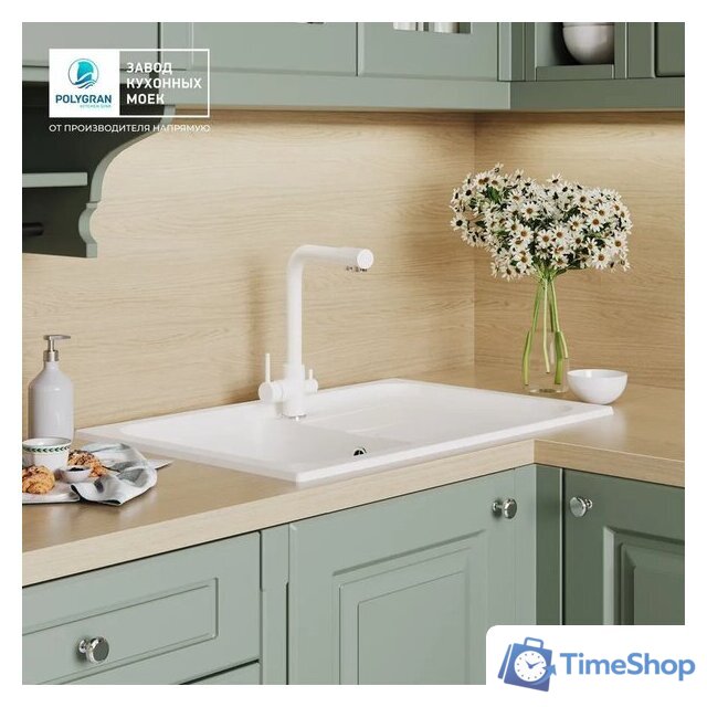Кухонная мойка Polygran Alto 780 (белый хлопок) - Изображение №9 — Интернет-магазин Time-Shop