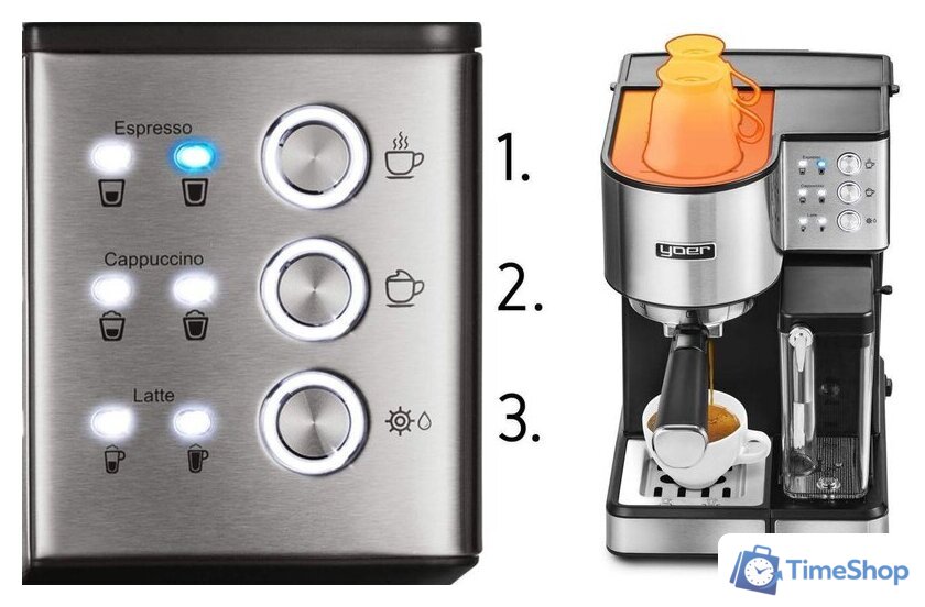 Рожковая кофеварка Yoer Lattimo EMF01S - Изображение №2 — Интернет-магазин Time-Shop