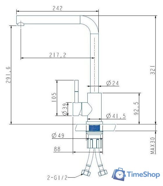 Смеситель ARFEKA Isis (золотой PVD) - Изображение №2 — Интернет-магазин Time-Shop