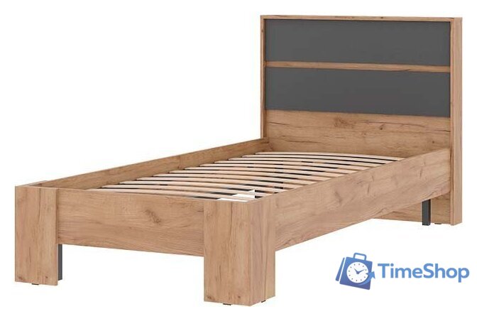 Кровать Стендмебель Хелен КР 01 90x200 (серый графит 0162/дуб крафт золотой) - Изображение №2 — Интернет-магазин Time-Shop